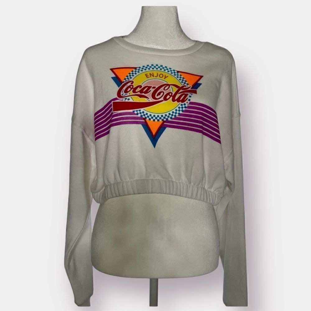 Coca Cola Slouchy Sweatshirt Cropped  Midriff Size Medium